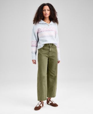 Women's High-Rise Washed Barrel-Leg Jeans