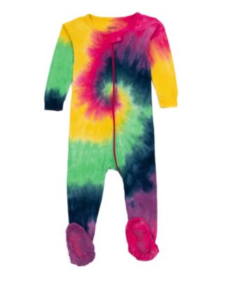 Baby Matching Family One Piece Footed Cotton Long Sleeve Tie Dye Pajamas.