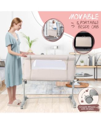 Portable Baby Bedside Bassinet with Adjustable Heights and Bag