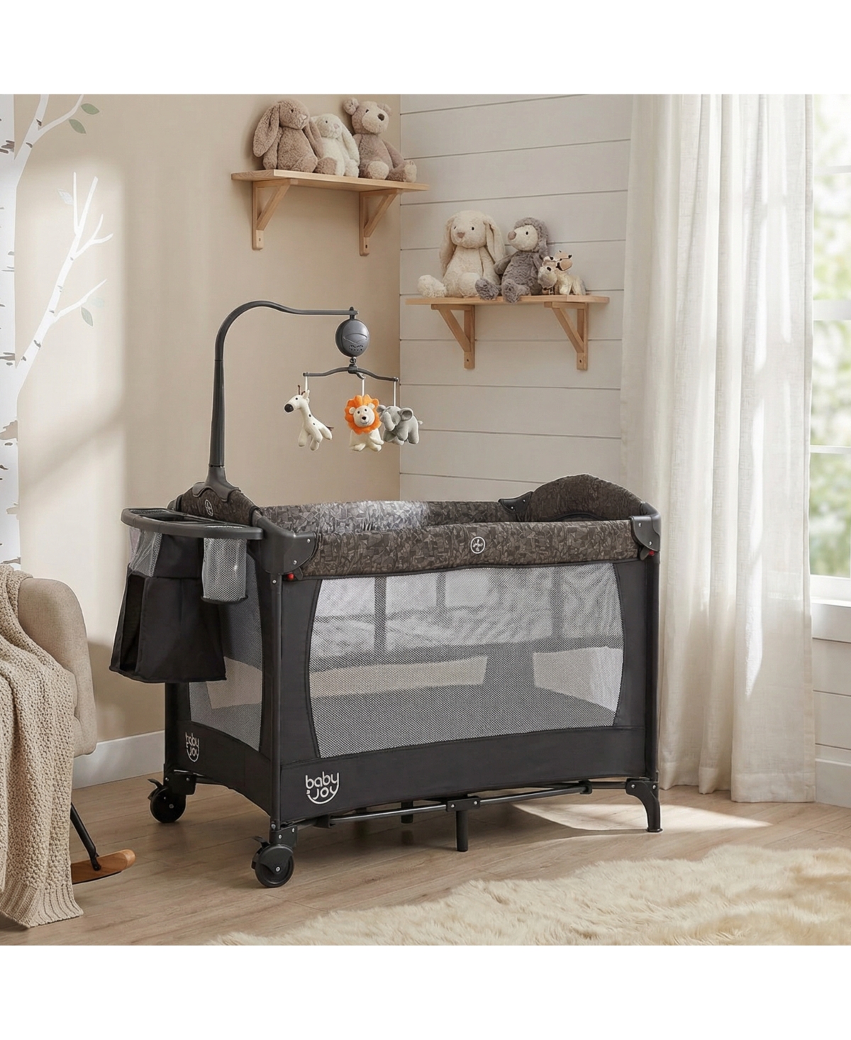 Sugift 5 in 1 Bedside Bassinet with Diaper Changer and Mattress