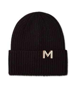 Kids Ribbed Metal M Cut-Out Design Rayon Blend Beanie