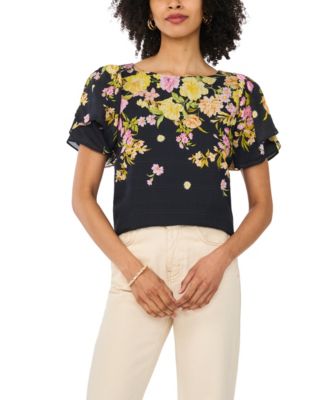 Women's Crew Neck Tulip-Sleeve Blouse