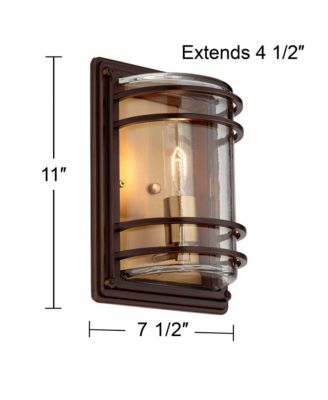 Modern Outdoor Wall Light Fixtures Set of 2 11" Clear Glass Shade for Exterior Barn Deck House Porch Patio Outside Front Door