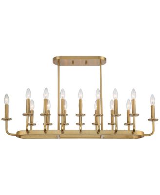 Soft Gold Linear Pendant Chandelier 38 3/4" Wide Modern Open Frame 16-Light Fixture for Kitchen Island Dining Room House