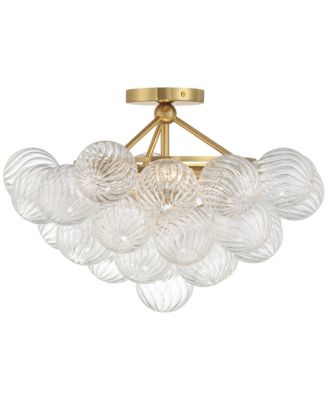 Possini Euro Albaro 18 1/2"W Soft Gold and Glass 2-Light Ceiling Light