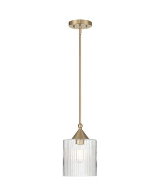 Possini Euro Krakow 7"W Satin Brass Fluted Glass Mini Pendant Light