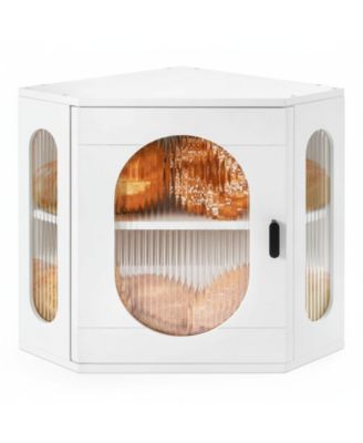 Wooden Bread Box 2 Layer Corner Storage Adjustable Divider Magnetic Closure Farmhouse Vintage