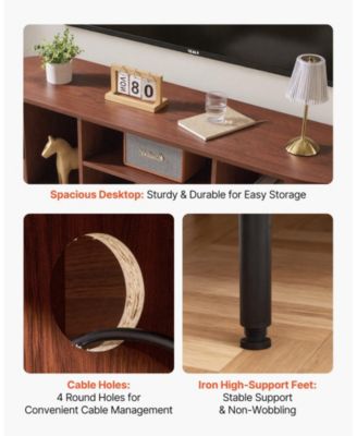 TV Stand, Boho Entertainment Center for TV, 350 lbs Load, TV Media Console Table with Adjustable Storage Shelves and Rolling Door