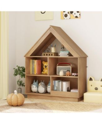 3-Tier House-Shaped Toy Storage Organizer with Open Shelves