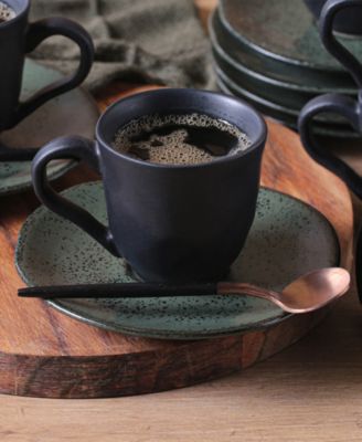 Stoneware Coffee Cup and Saucer Set, Service for 6