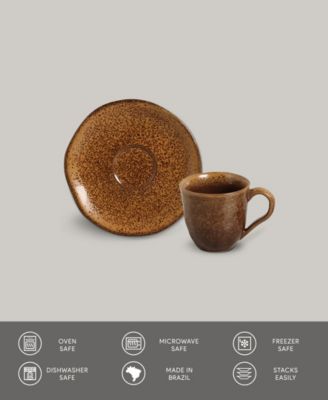 Stoneware Coffee Cup and Saucer Set, Service for 6