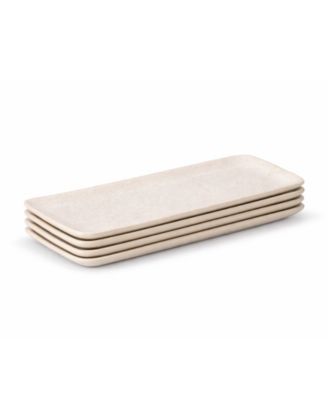8.6" Stoneware Rectangular Platters, Set of 4