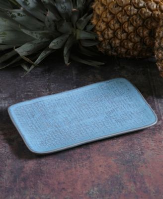 10.63" Stoneware Medium Rectangular Juta Platters, Set of 4