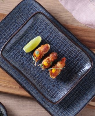 7" Stoneware Rectangular Juta Platters, Set of 4