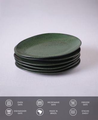 Stoneware Oval Dessert Plates, Set of 6