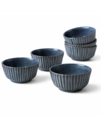PORTO BRASIL Stoneware Linhas Ramekins, Set of 6 - Denim, No Size