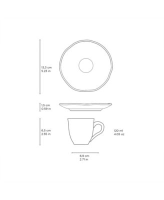 Stoneware Coffee Cup and Saucer Set, Service for 6