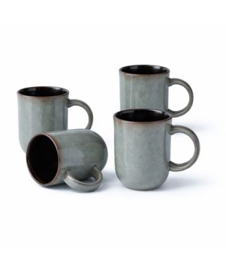 Stoneware Coup Mugs, Set of 4