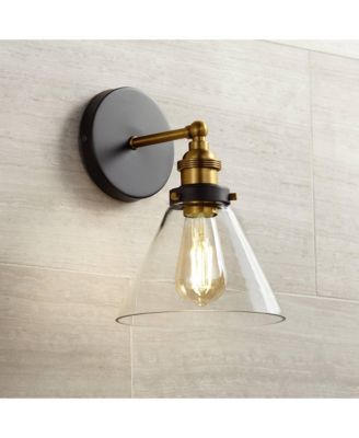 Burke Industrial Modern Wall Light Sconces Set of 2  Hardwire LED Clear Glass for Bedroom Bathroom Home
