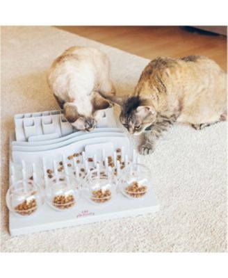 Cat Food Puzzle Feeder Interactive Play Mental Stimulation Slow Eating 5 Compartments Non-Slip Easy Clean