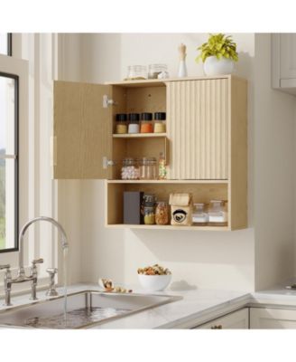 Bathroom Wall Cabinet - Medicine Cabinet with Barn Doors and Adjustable Shelf - Wall Cabinet for Bathroom, Kitchen, Laundry Room, Entryway