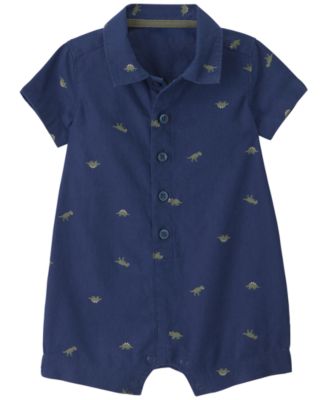 Baby Boys' Linen-Blend Short-Sleeve Romper