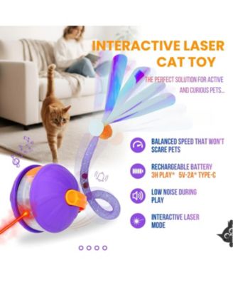 Automatic 4in1 Interactive Cat Toy Rechargeable with 3 Tails Laser Motion Activated for Indoor Cats Kittens Adults