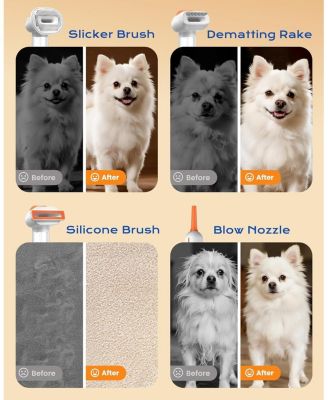 Vacuum Dog Brush 4-in-1 Self Cleaning Slicker Undercoat Rake Deshedding Tool Anti Static Massage For Short Medium Coats