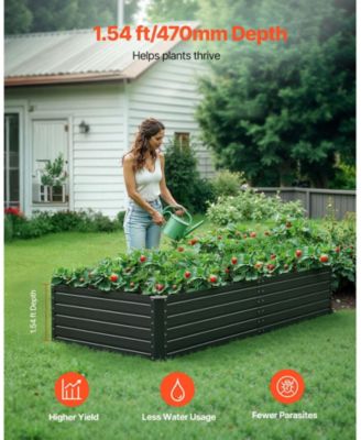 Large Galvalume Raised Garden Bed, 6.7 x 3 x 1.5 ft Metal Planter Box with Rolled Edges