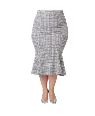 Plus Size Boucle Trumpet Skirt