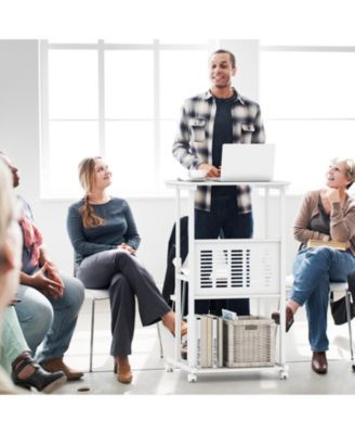 Height Adjustable Mobile Computer Desk, 27-38.5 in