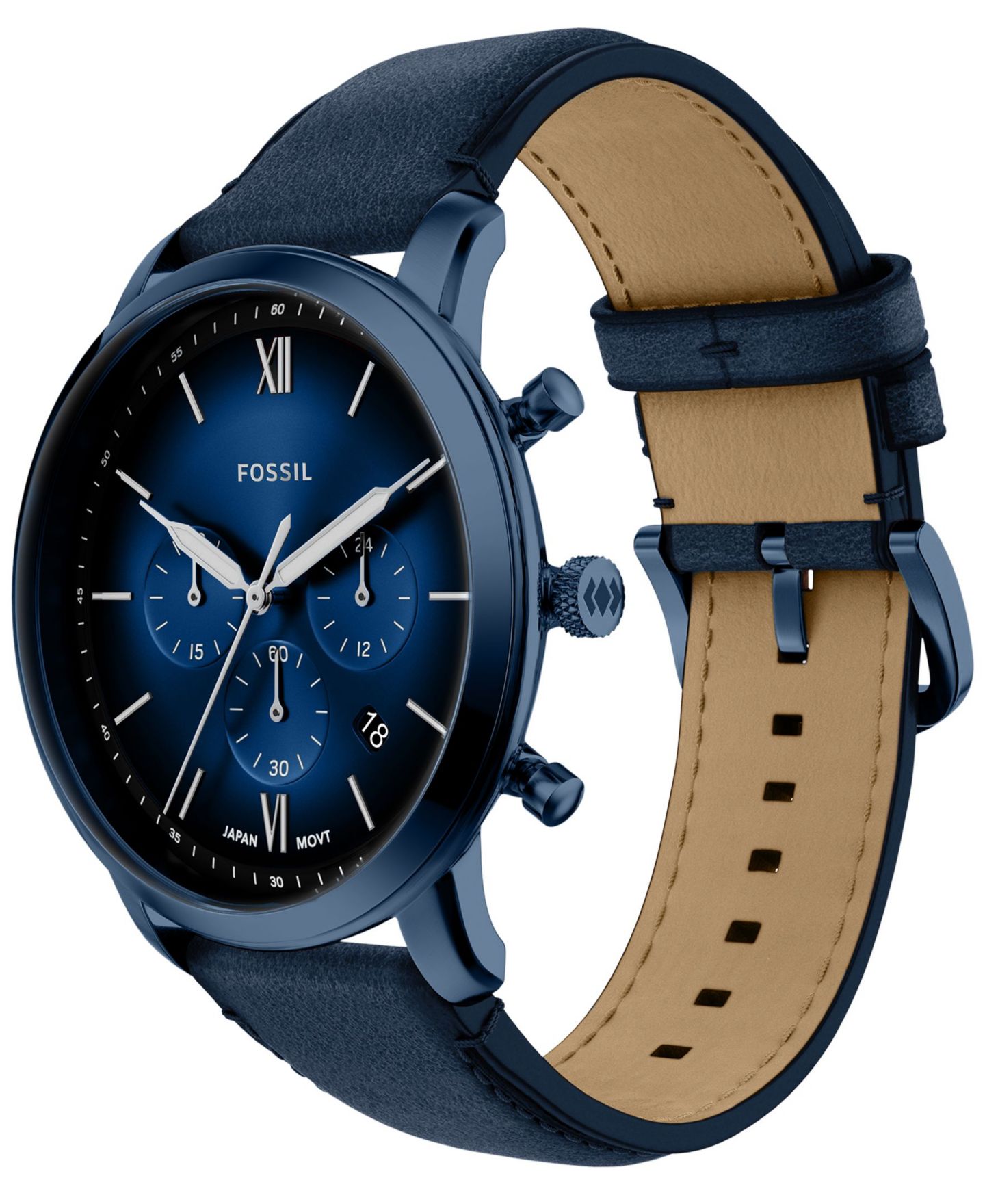 Мужские часы Fossil Neutra Chronograph Navy Leather Watch 44mm — фото 6