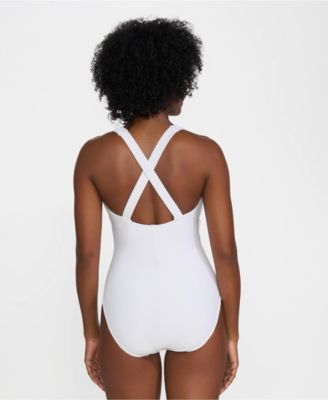 Petite Tugless Ribbed X-Back One Piece Swimsuit