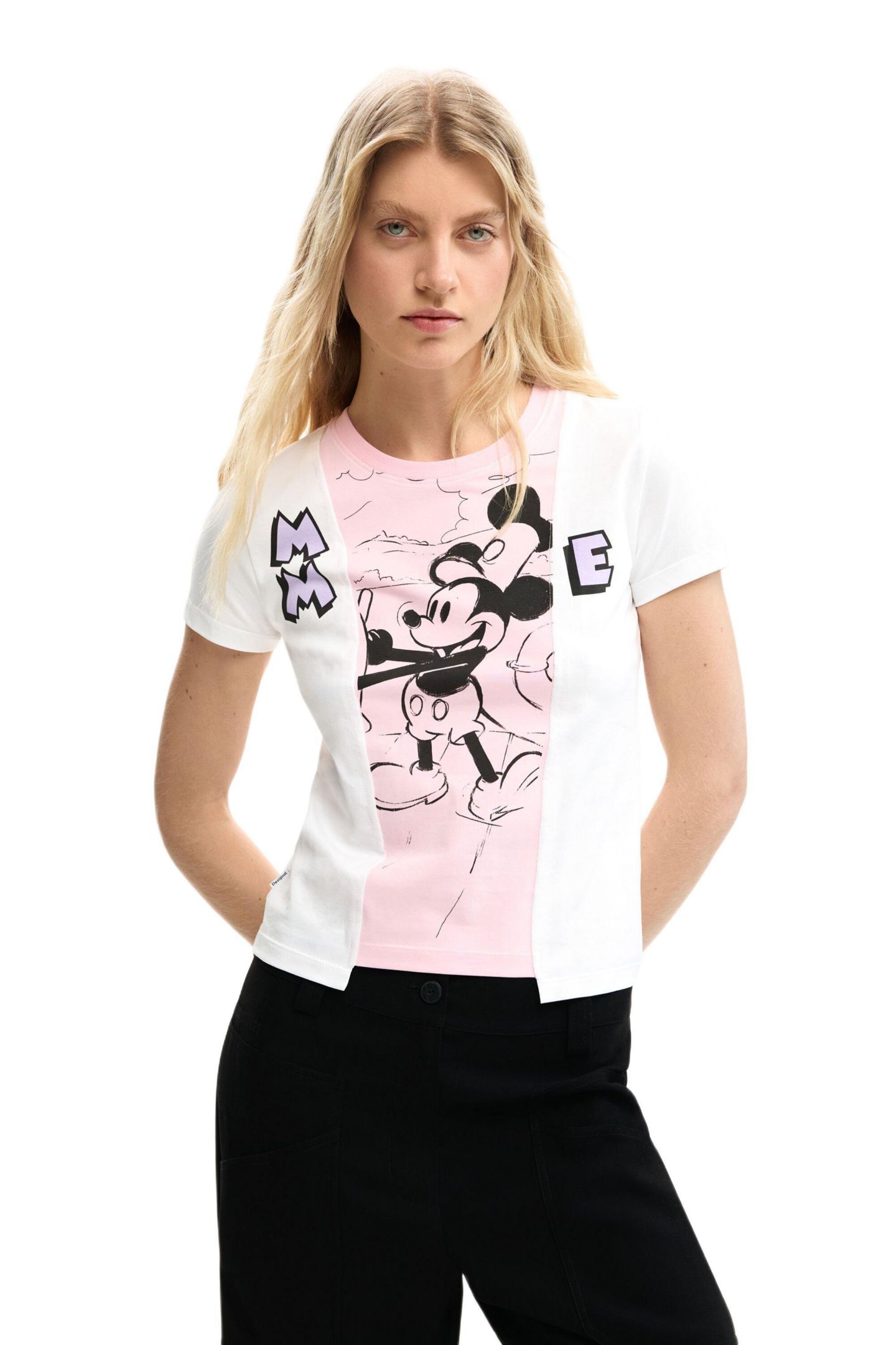 Женская футболка Desigual Two-tone Mickey Mouse, цвет: Белый — фото 1