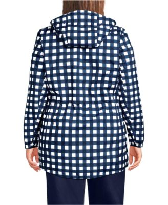 Plus Size Print Waterproof Hooded Packable Raincoat