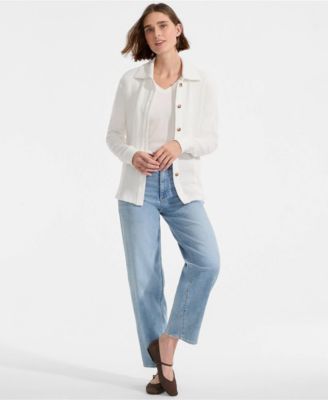 Women's Long Sleeve Waffle Collared Shacket