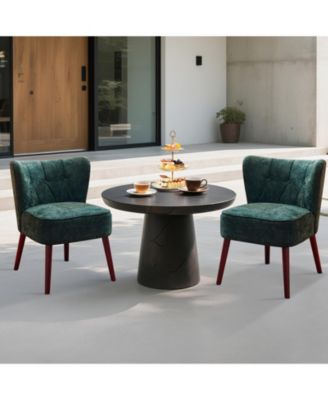 Mid-Century Modern Tufted Fabric Accent Chair, Armless Lounge Chair with Solid Wood Legs for Living Room