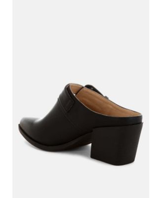 Womens Holler Carved Buckle Statement Mules