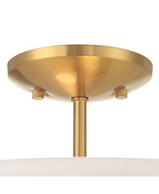 Monza 14 1/2"W Brass Faux Alabaster 2-Light Ceiling Light