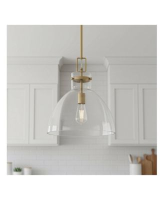 Possini Euro Hammon 14" Wide Aged Brass and Glass Pendant Light
