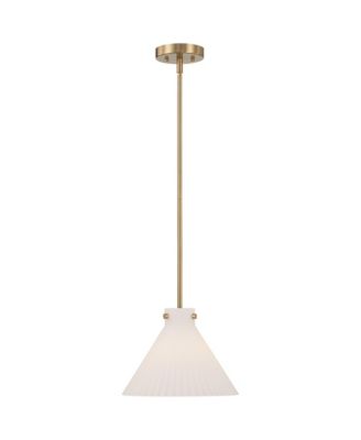 Hannover 12"W Warm Brass Fluted Glass Mini Pendant Light