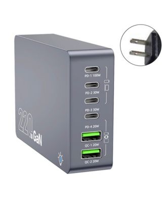 6-Port GaN Desktop Charging Station - 220W Fast Charger with PD & QC