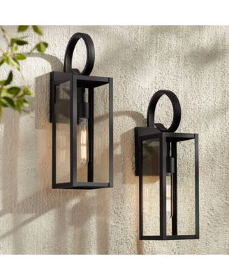 Modern Outdoor Wall Light Fixtures Set of 2 Deep Clear Glass for Post Exterior Barn Deck House Porch