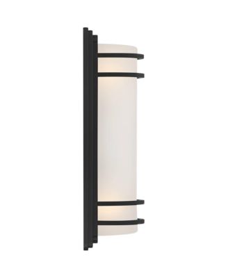 Habitat Modern Industrial Outdoor Wall Light Fixtures Set of 2  Metal Frosted Glass for Post Exterior Barn Deck