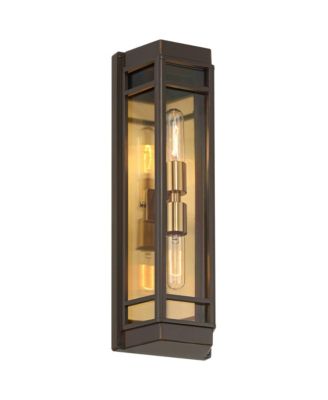 Catie High Modern 2-Light Outdoor Wall Light Fixture Mount Porch House Sand Brass Finish Aluminum