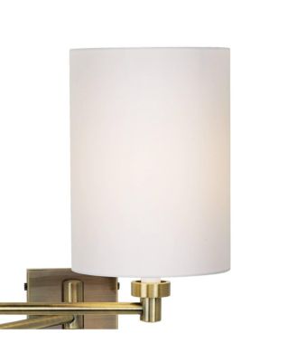 Modern Swing Arm Wall Lamp Dark Antique Brass Plug-In Light Fixture Cotton Cylinder Shade for Bedroom Bedside