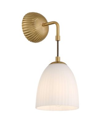 Comfrey 15" High Warm Brass and Fluted Glass Wall Sconce