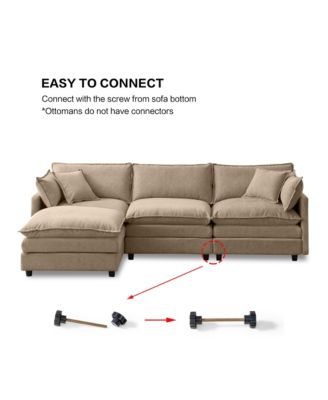 Modern Modular Sectional Sofa, 105" Convertible L Shape Chenille Couch, 3-Seater Sofa with Movable Footrest for Home Living Room