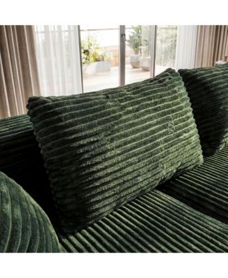 3-Piece U-Shaped Sectional Sofa Set With Pillows, Corduroy Convertible Couch