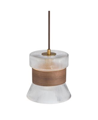 Possini Euro Carasco 7 1/2" Wide Wood and Gold Mini Pendant Light